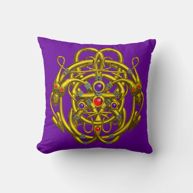COUSSIN NOEUDS CELTIQUES D'OR AVEC DRAGONS DOUCES (Recto)