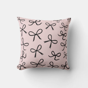 Coussin Nœuds Noirs Mignons Tendance Rose