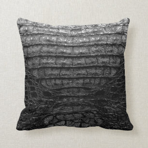 Coussin noir #1 d'impression d'alligator