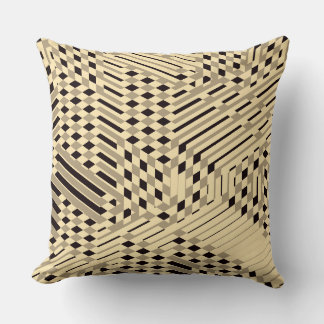 Coussin Noir à motifs, Taupe, Crème fraîche