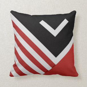 Coussin Noir abstrait moderne de coussin, rouge, blanc,