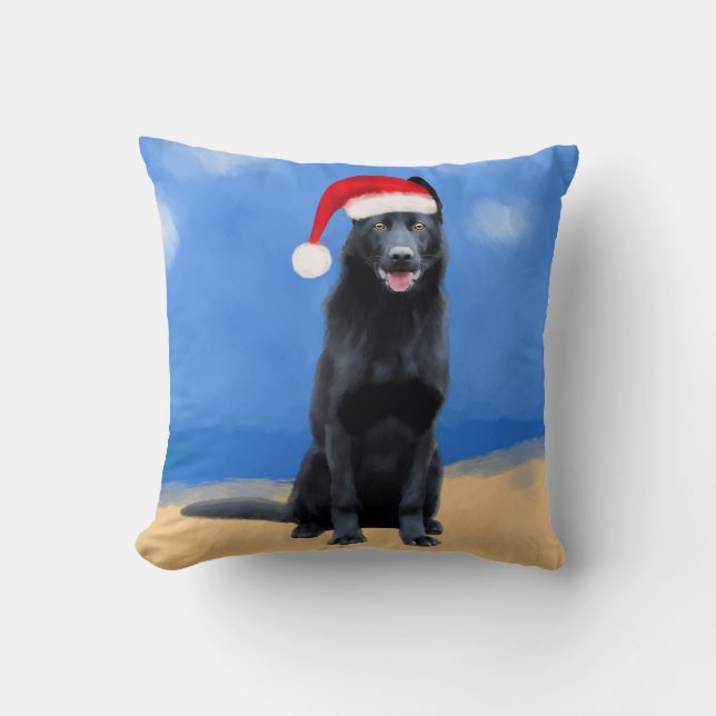 Coussin Noir Allemand Berger Chien Noël (Recto)