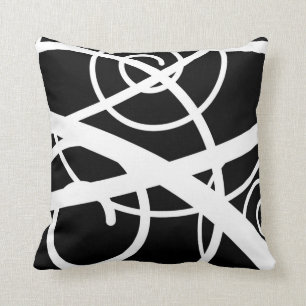 Coussin Noir avec les remous blancs