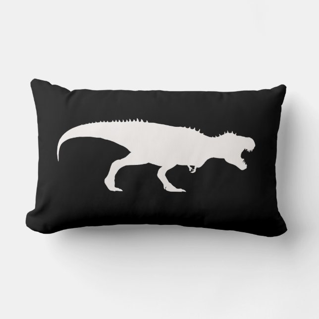 Coussin noir avec silhouette T-Rex (Recto)
