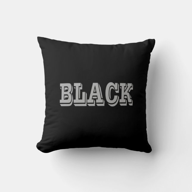 Coussin Noir Avec Texte Gris Sur Couleur Solide Noir (Recto)