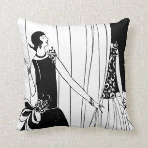 Coussin noir/blanc d'art déco d'aileron
