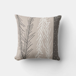 coussin noir, blanc, gris art de la nature abstrai