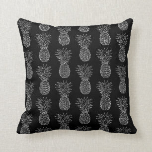 Coussin Noir Blanc Hiérarchique Ananas moderne Tropical