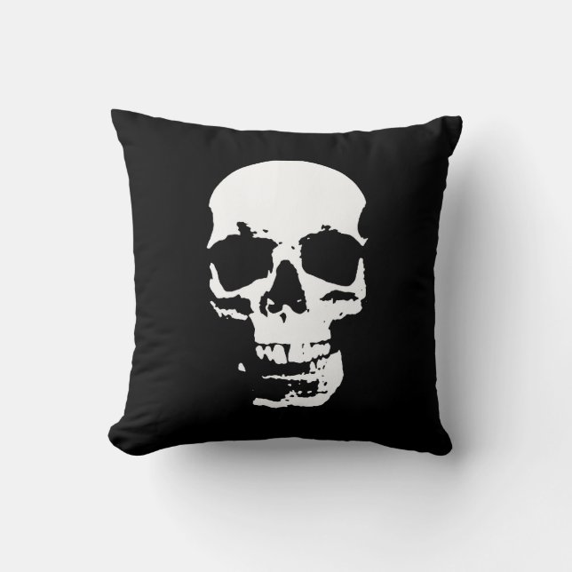 Coussin Noir & Blanc Pop Art Crâne stylish Cool Metal (Recto)