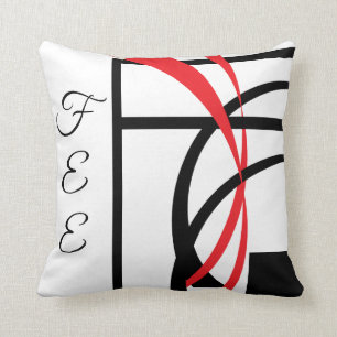Coussin Noir blanc rouge moderne design courbé Jeu Oreille