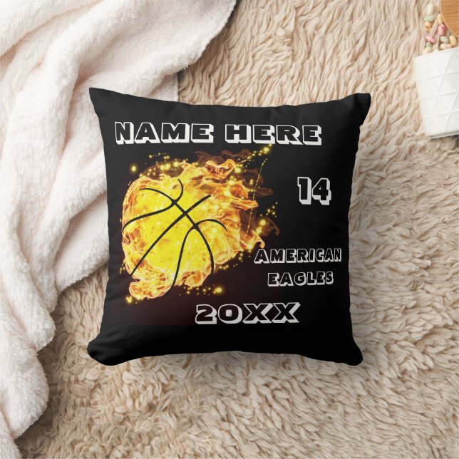 Coussin noir de basket avec le nom du joueur (Couverture)