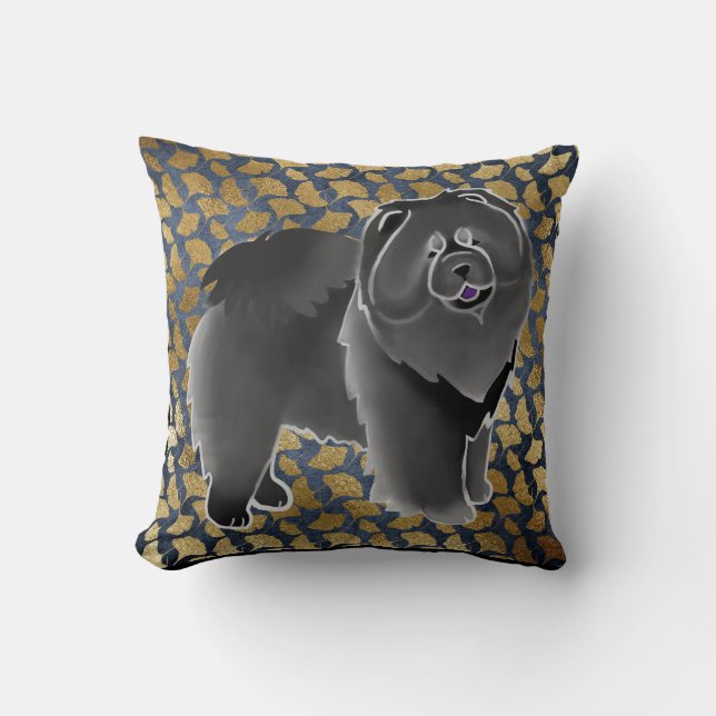 Coussin noir de bouffe de GINKGO - choisissez le (Recto)