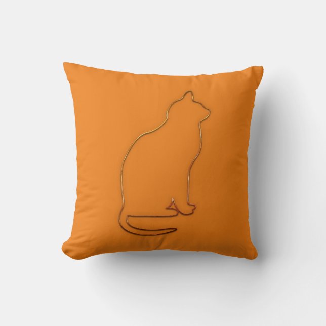 Coussin noir de chats orange vif (Recto)