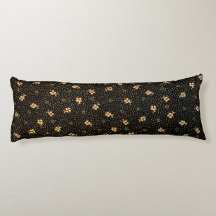 Coussin noir de corps de motif de trèfle d'or