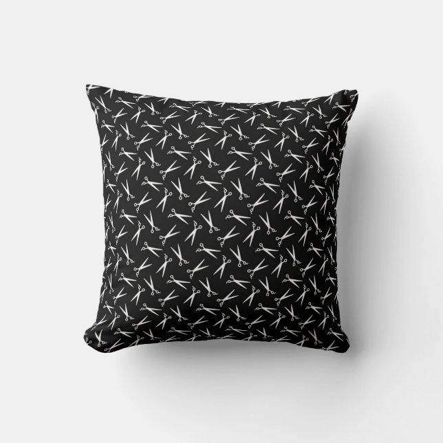 Coussin Noir de motif de ciseaux de salon de coiffure de (Recto)
