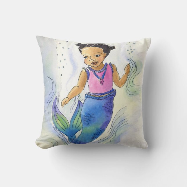 Coussin noir de princesse de sirène pour des (Recto)