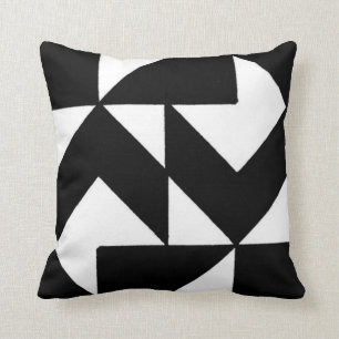 Coussin noir et blanc abstrait du numéro 3