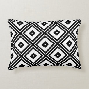 Coussin noir et blanc d'accent de carrés