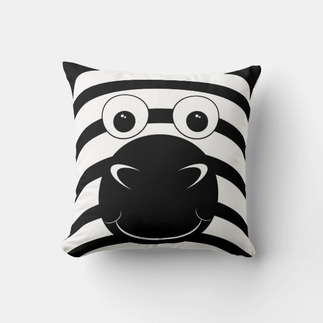 Coussin noir et blanc d'accent de visage de zèbre (Recto)
