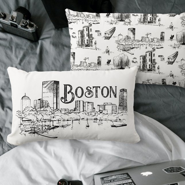 Coussin noir et blanc de Boston (Créateur téléchargé)