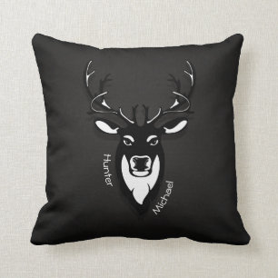 Coussin noir et blanc de chasseur de cerfs communs