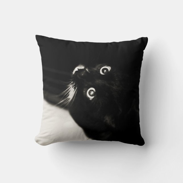Coussin noir et blanc de coussin d'art de chaton (Recto)