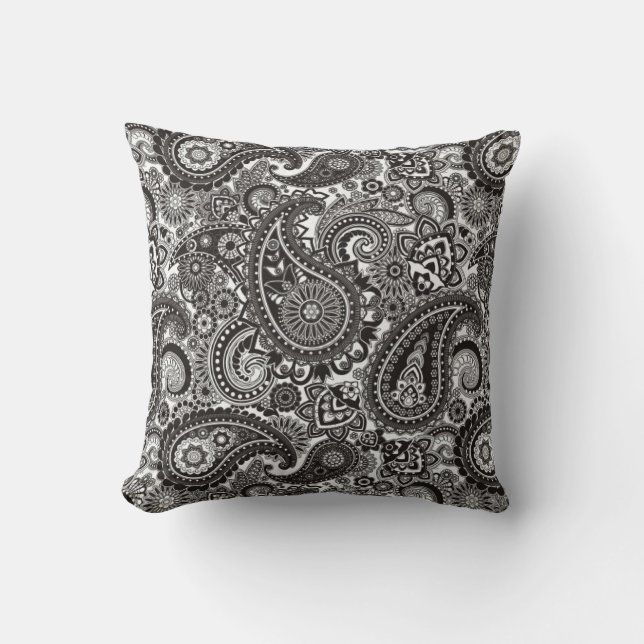 Coussin noir et blanc de Paisley (Recto)