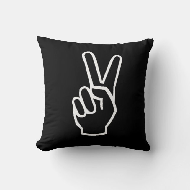 Coussin noir et blanc de signe de paix (Recto)