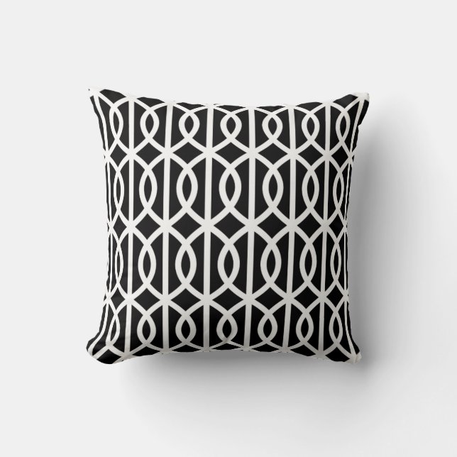 Coussin noir et blanc de treillis (Recto)