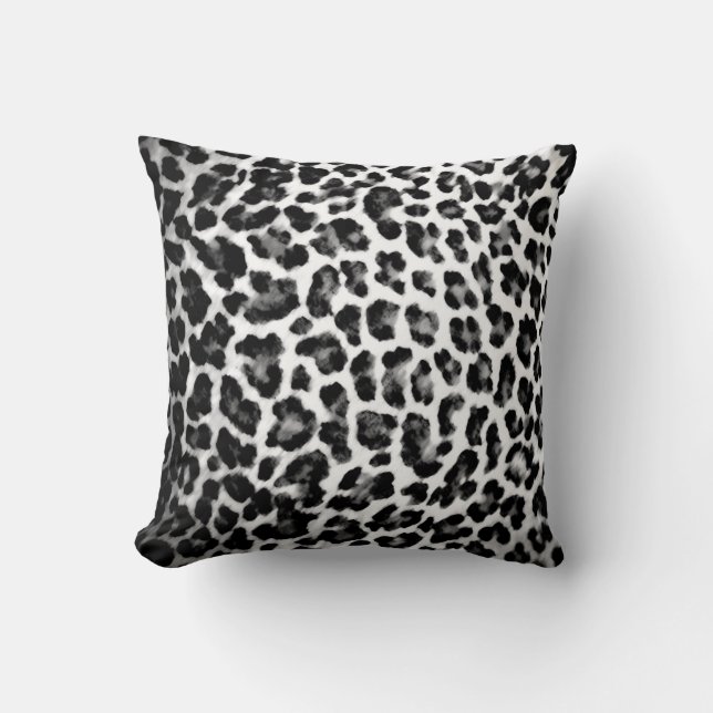 Coussin noir et blanc d'empreinte de léopard (Recto)