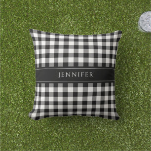 Coussin Noir et blanc En vichy Farmhouse Nom du Motif