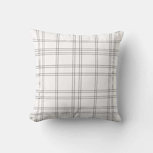 Coussin Noir et blanc Minimal moderne Plaid Motif propre (Recto)