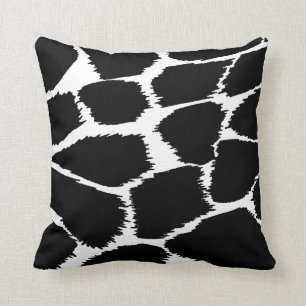 Coussin noir et blanc mono de poster de animal de