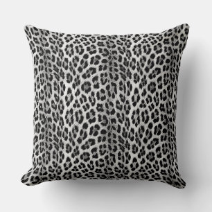 Coussin Noir et blanc monochrome, léopard motif