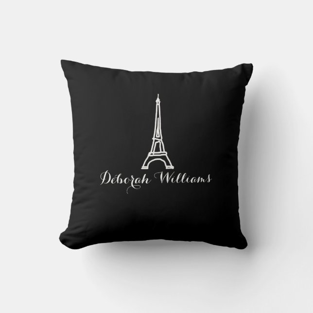 Coussin noir et blanc Paris Eiffel (Recto)