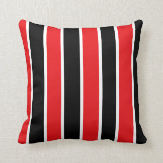 Coussin Noir et Blanc-Rayé rouges