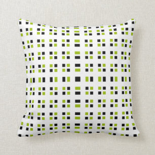 Coussin noir et Chartreuse élégant de carrés
