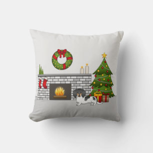 Coussin Noir et Tan Pied Longs Poils Teckel Noël