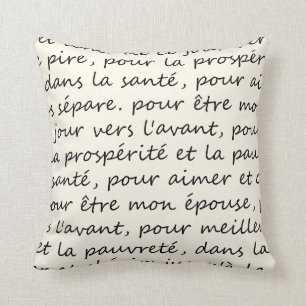 Coussin Noir français et ivoire d'écriture de voeux de