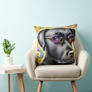 Coussin Noir funky Labrador
