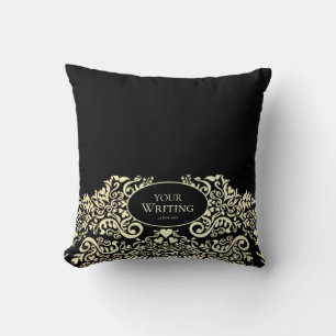 Coussin Noir Luxueux et Or Personnalisé