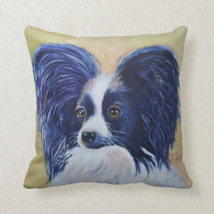 COUSSIN NOIR MAJESTUEUX PAPILLON DE MONOGRAMME