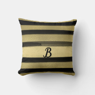 Coussin Noir moderne & Brush or Brush Stroke Stripe Chic