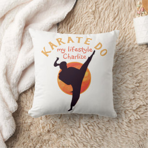 Coussin Noir moderne Karate Japon Silhouette Arts martiaux