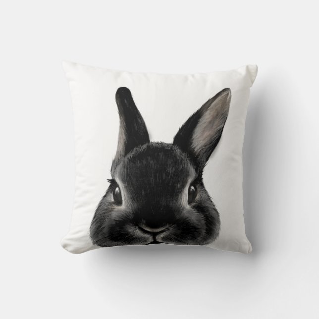 Coussin Noir nain de lapin de Netherland, original par le (Recto)