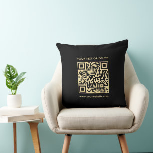 Coussin Noir & Or Modèle moderne QR Code Carré Grand