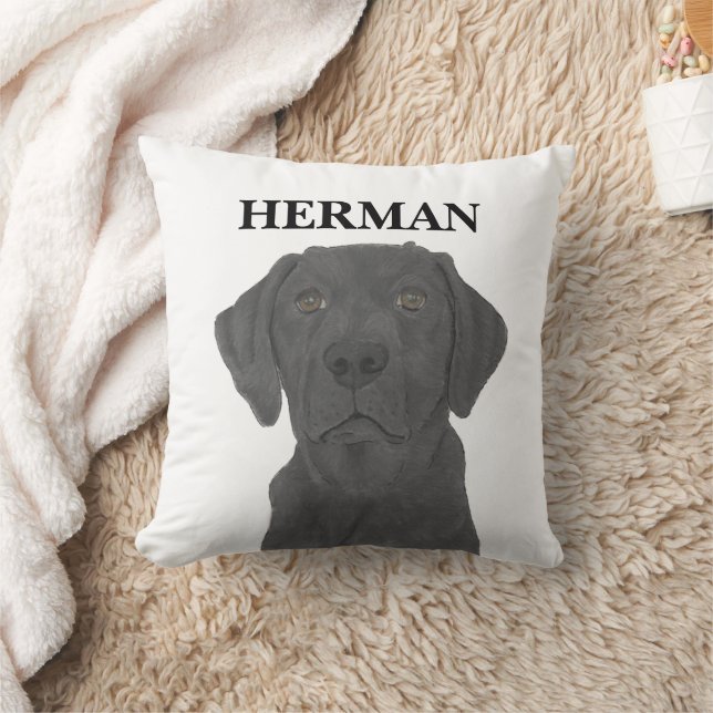 Coussin Noir réversible personnalisé Labrador (Couverture)