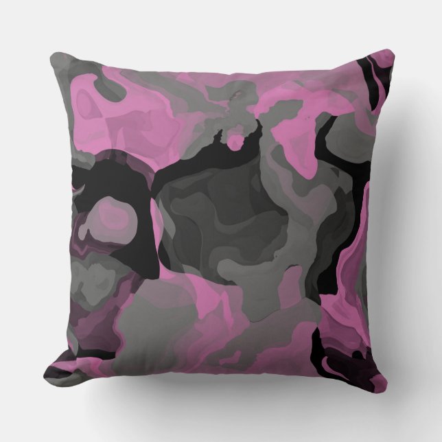 Coussin Noir rose et gris abstrait (Recto)