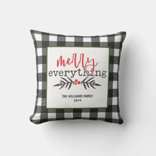 Coussin Noir rouge et noir Buffalo plaid Noël
