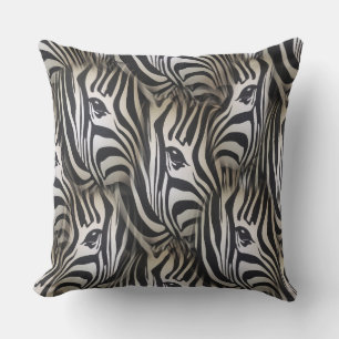 Coussin Noir - Silhouette blanche Zebra conception de répé
